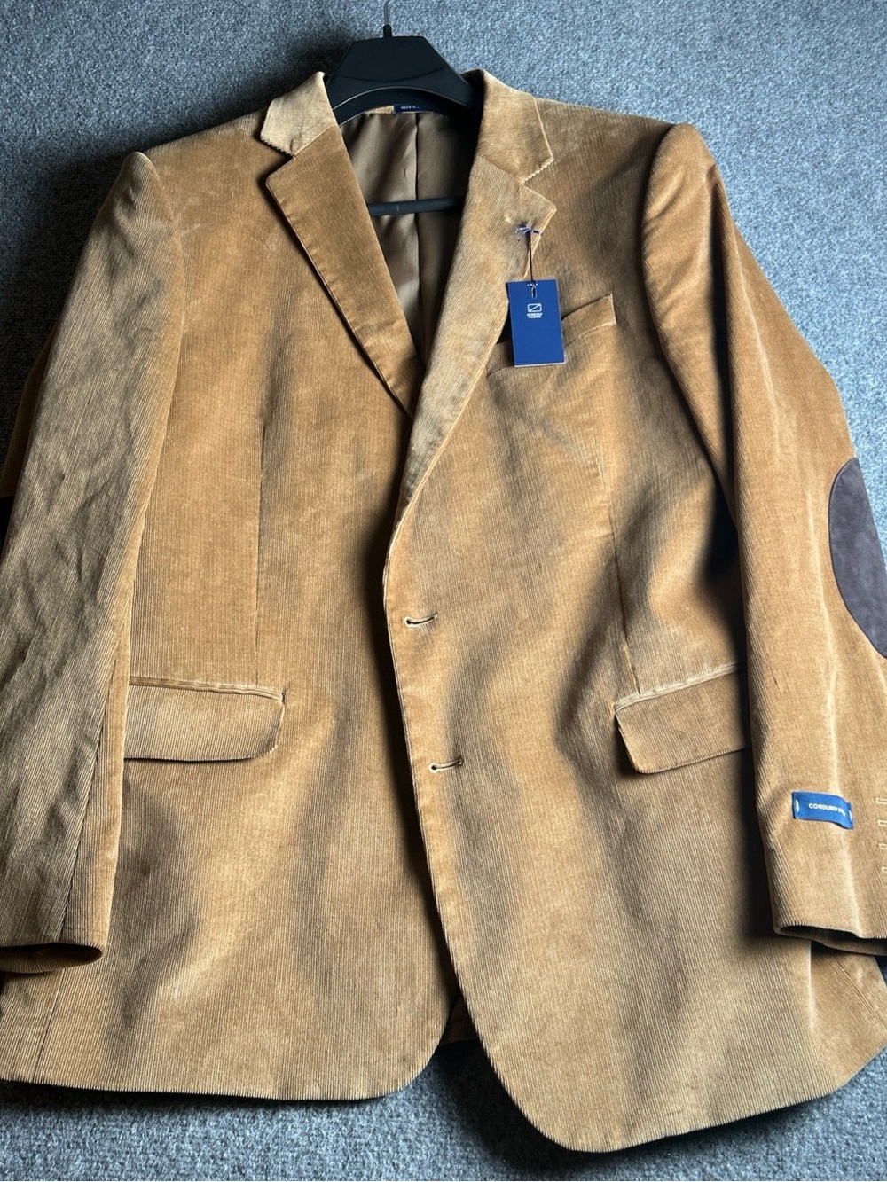 Stafford Corduroy Blazer in Camel Brown with Suede Elbow Patches classic fit new